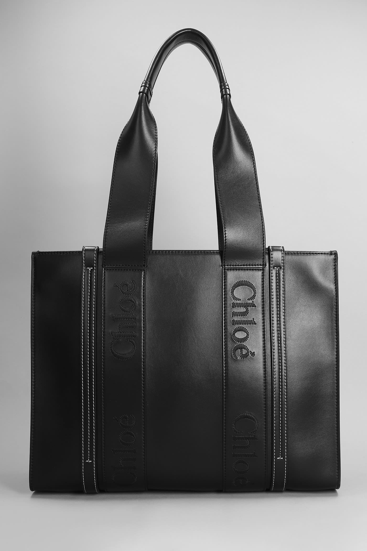 CHLOÉ WOODY TOTE IN BLACK LEATHER
