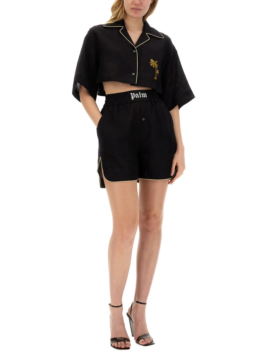 Shop Palm Angels Shorts With Logo In Black