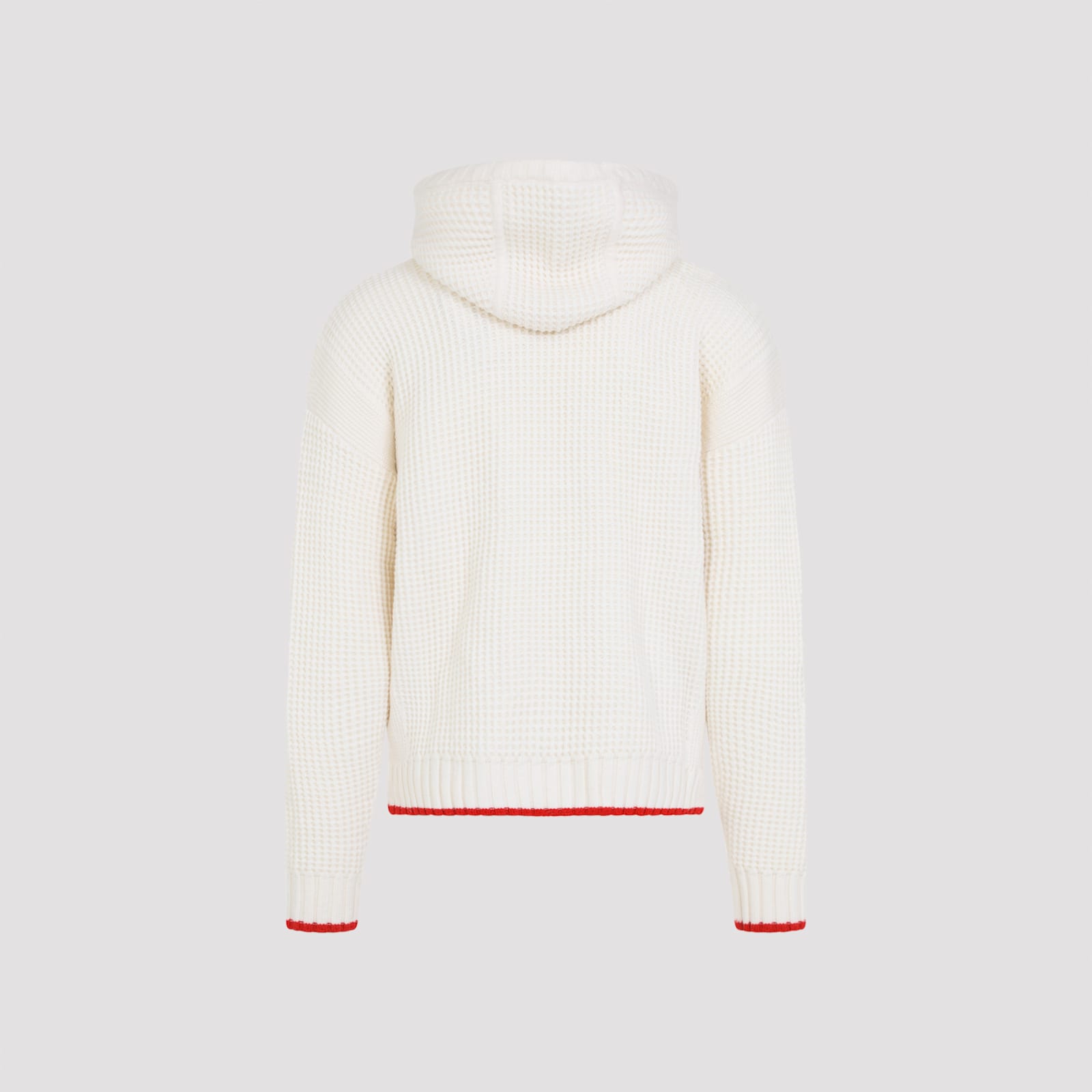 Casablanca Waffle Knitted Hooded Sweatshirt In White