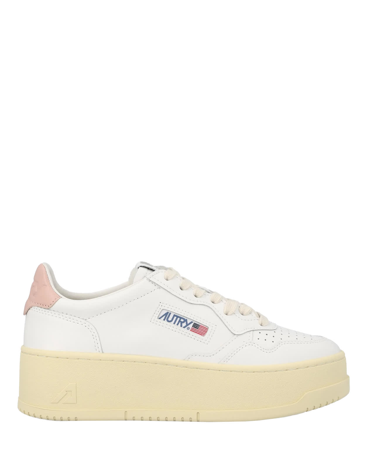 Medalist Platform Sneakers In White And Pink Leather