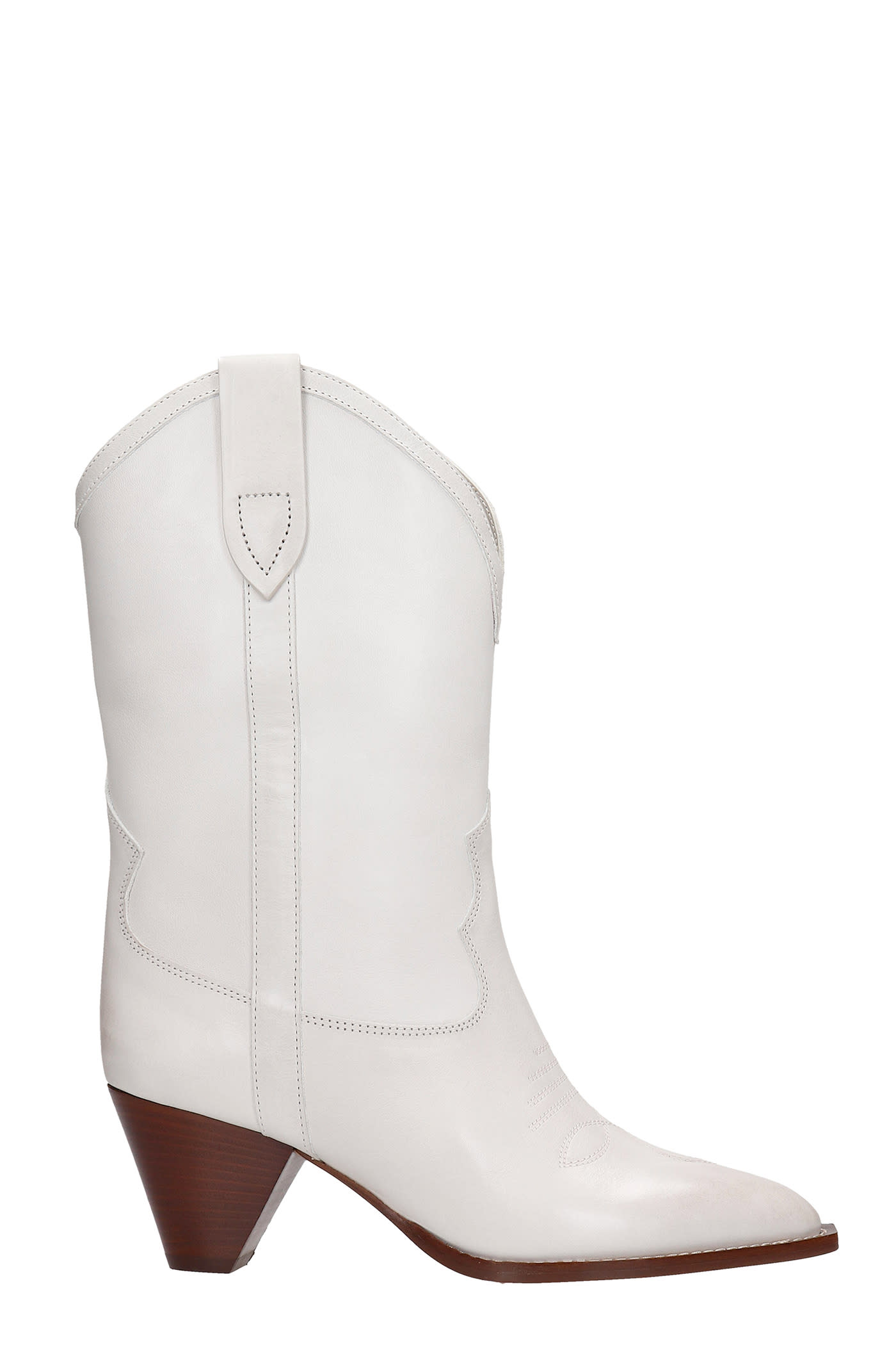 Buy Isabel Marant Luliette Texan Ankle Boots In White Leather online, shop Isabel Marant shoes with free shipping