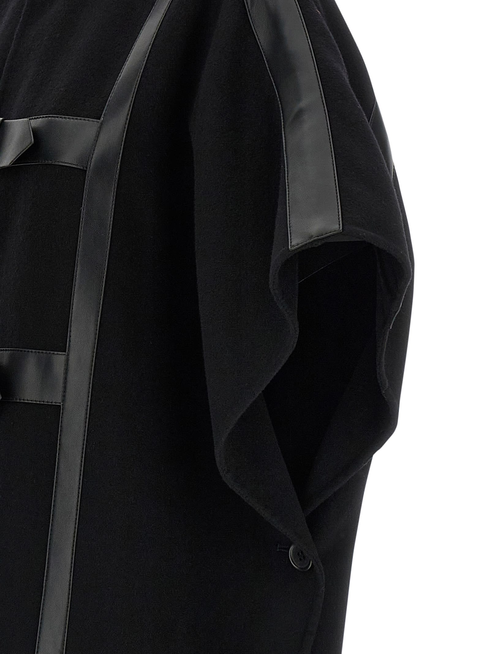 Twinset Buckle-strap Wool-blend Cape In Black