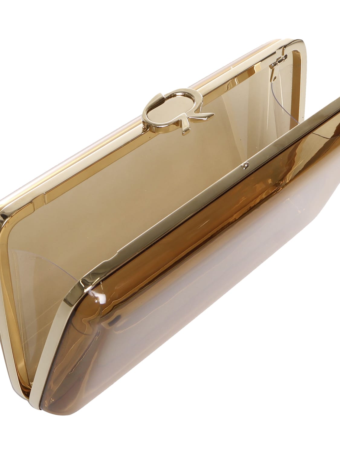 Shop Gianvito Rossi Vetra Clutch In Plexiglass In Golden