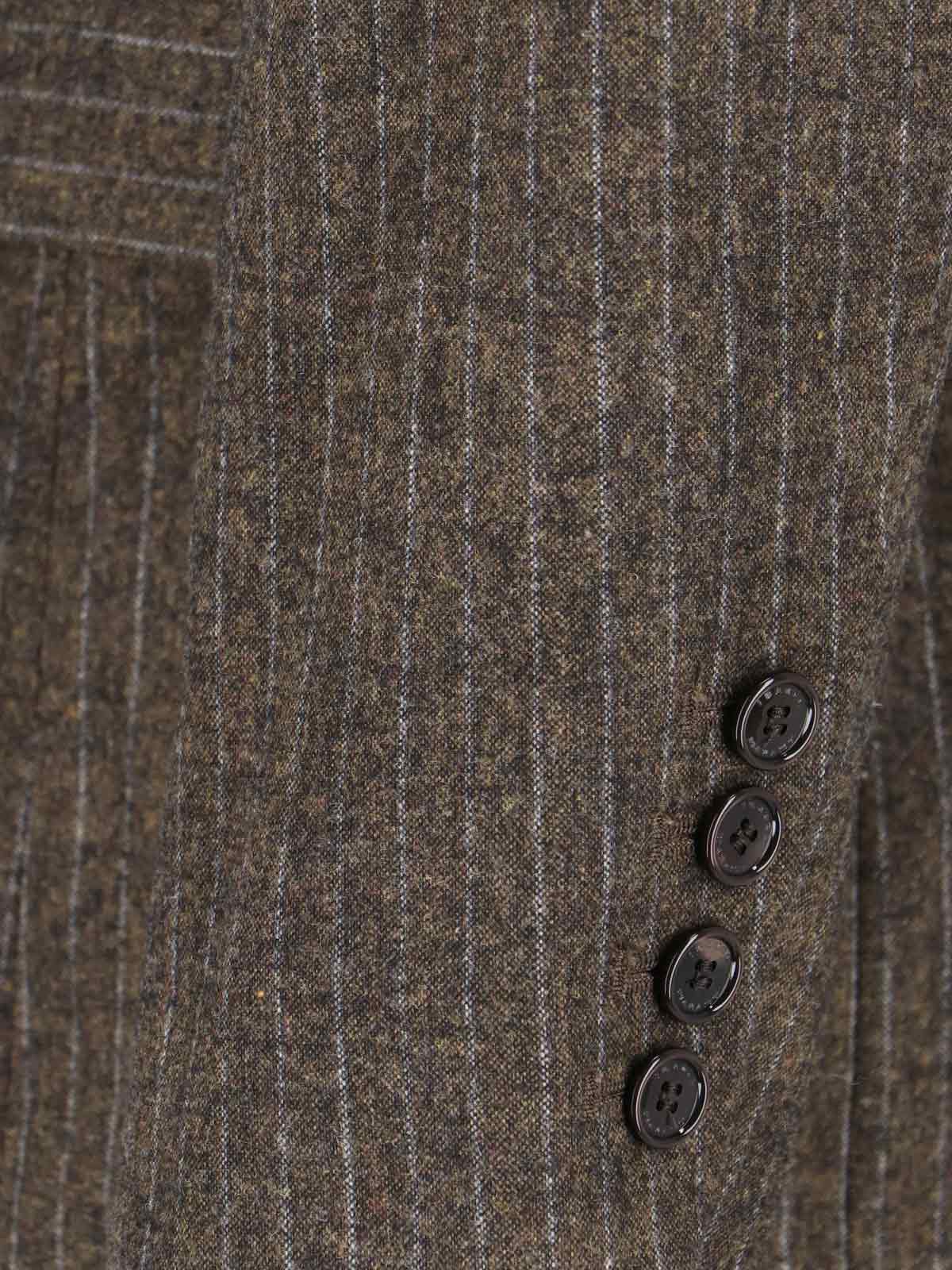 Isabel Marant Jevimagz Double-breasted Brown Striped Wool-blend Jacket In Brown