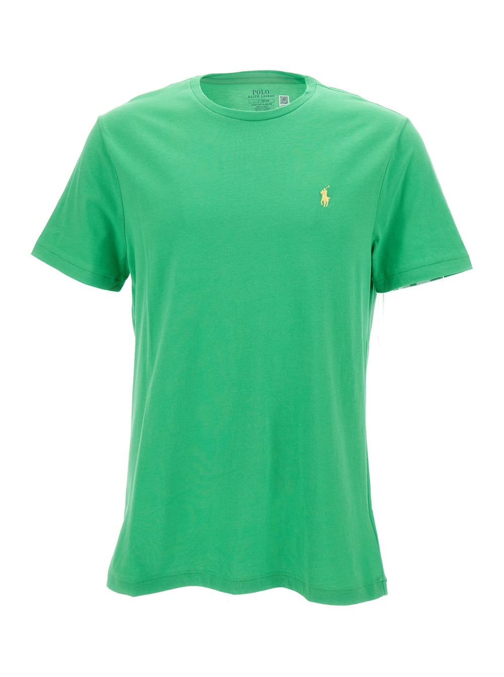 Shop Polo Ralph Lauren Green Crewneck T-shirt With Pony Embroidery In Cotton Man