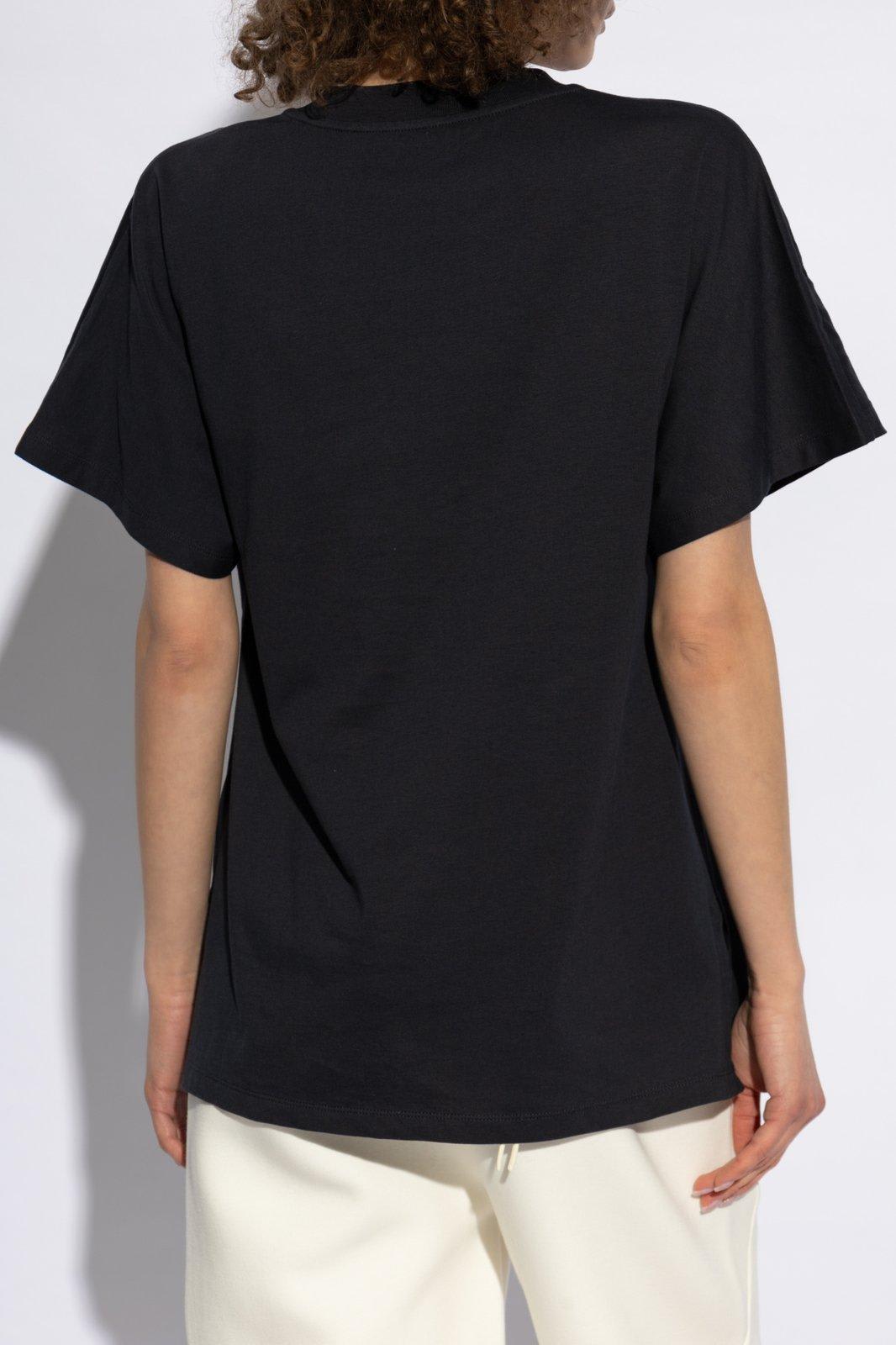 Moncler Embroidered Cursive Logo T-shirt In Blue