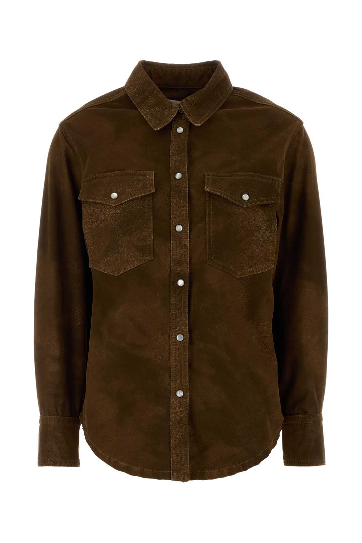 Isabel Marant Étoile Brown Synthetic Leather Karima Shirt In Brown