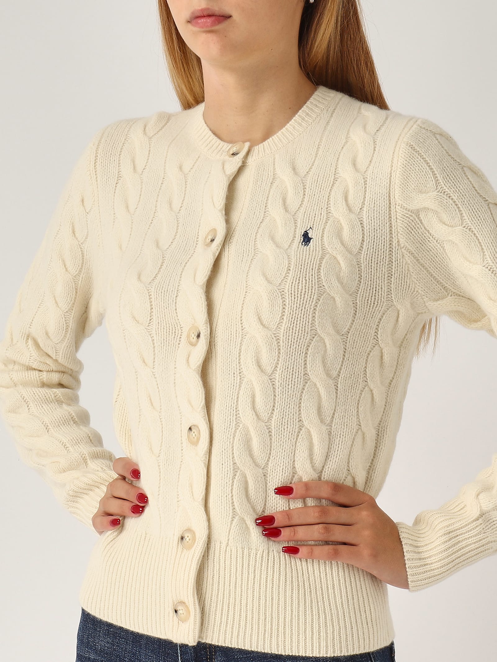 Shop Polo Ralph Lauren Wool Cardigan In Crema