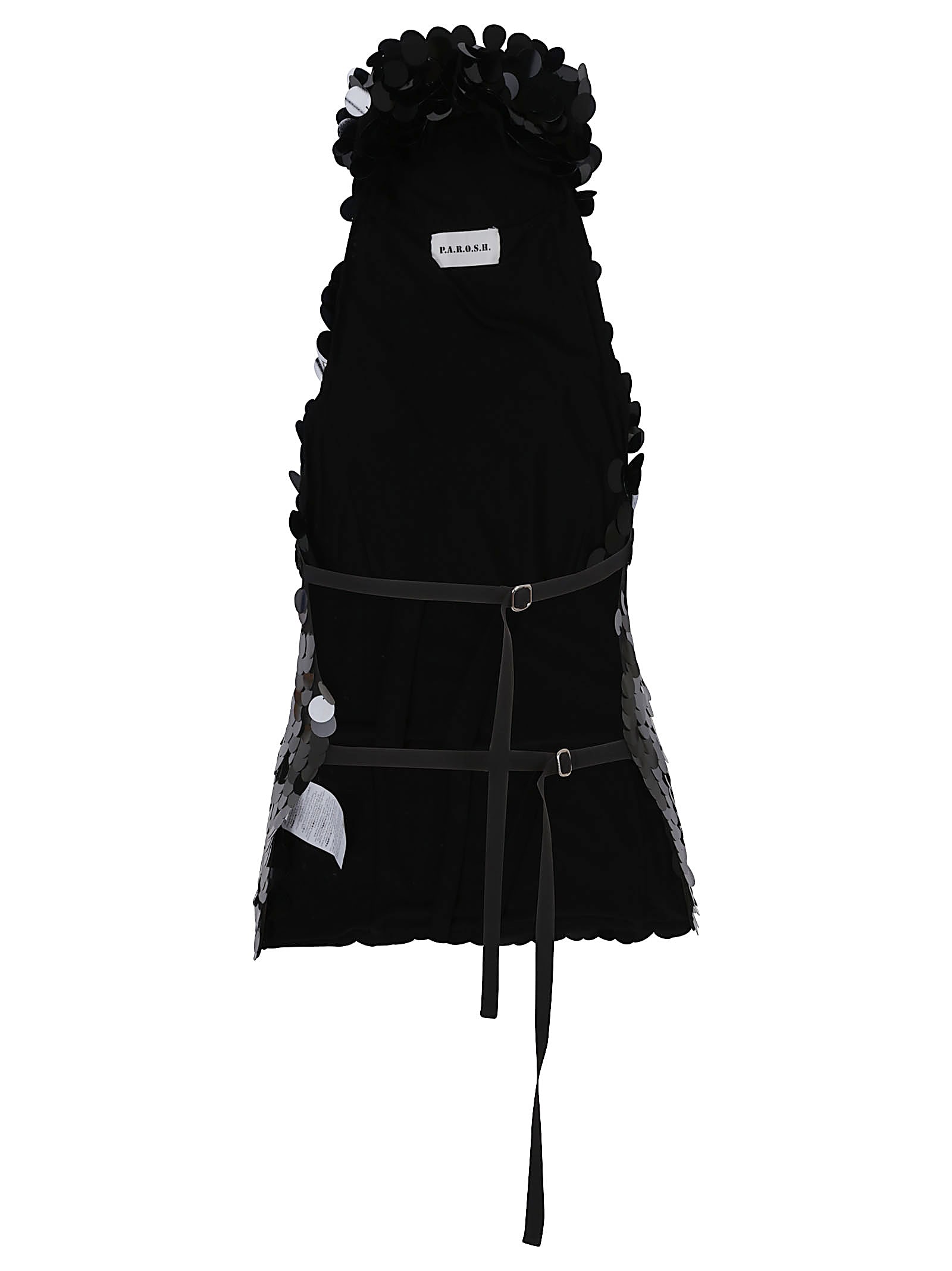 P.a.r.o.s.h Halter Neck Sequin Embellished Sleeveless Top In Black