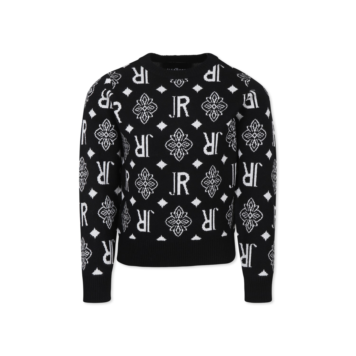Richmond Black Sweater For Boy With Logo In Black