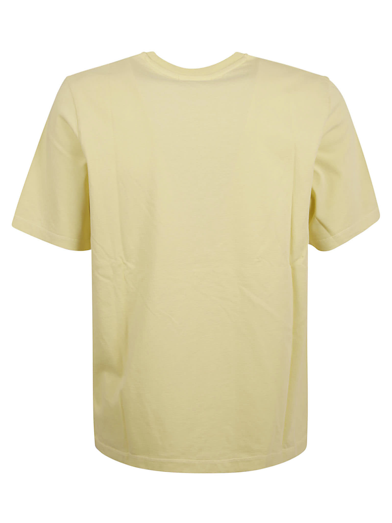 Shop Maison Kitsuné Logo Round Neck T-shirt In Chalk/yellow