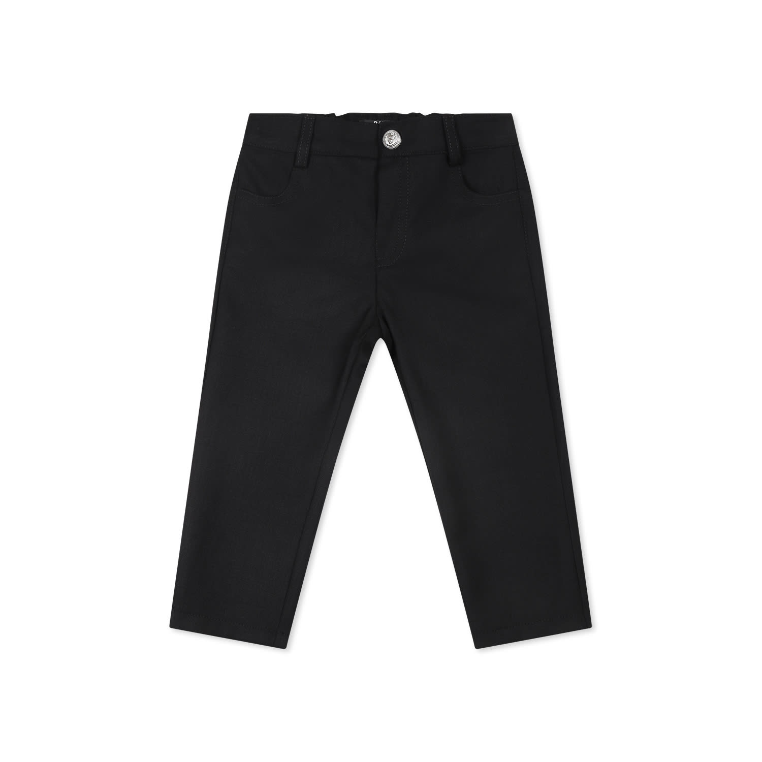 Balmain Black Trousers For Baby Boy With Logo In Black