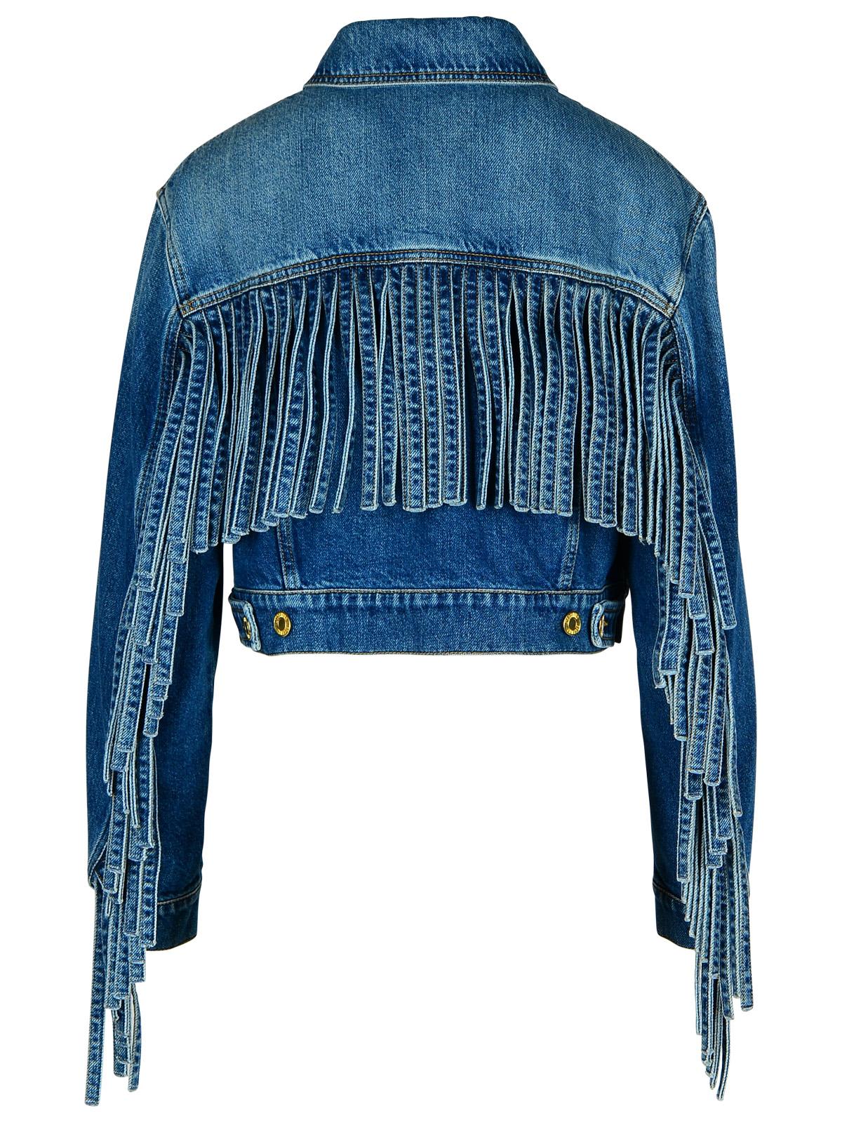 Shop Moschino Blue Cotton Jeans Jacket