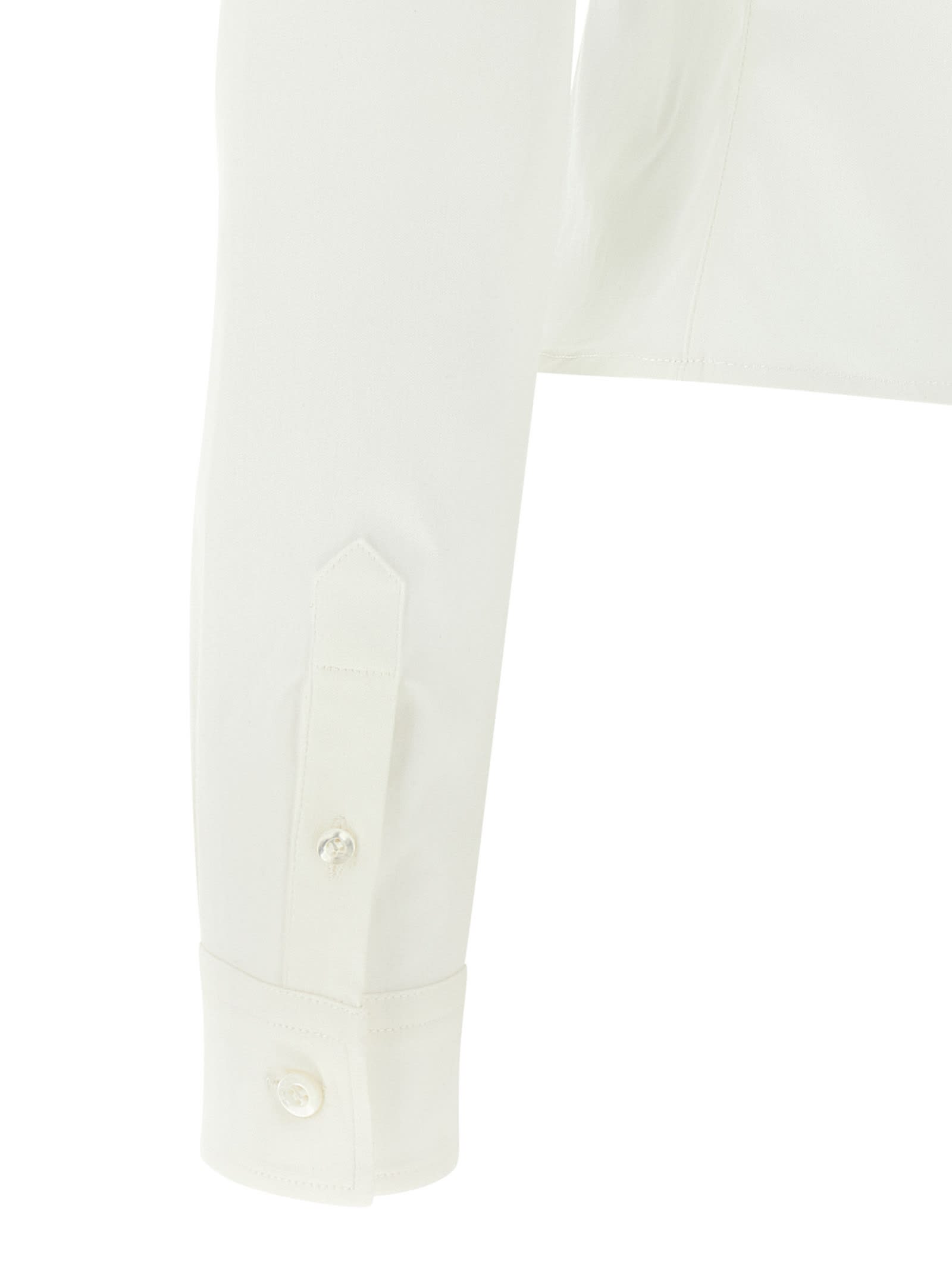 Balenciaga Collared Long Sleeve Ruched Top In White