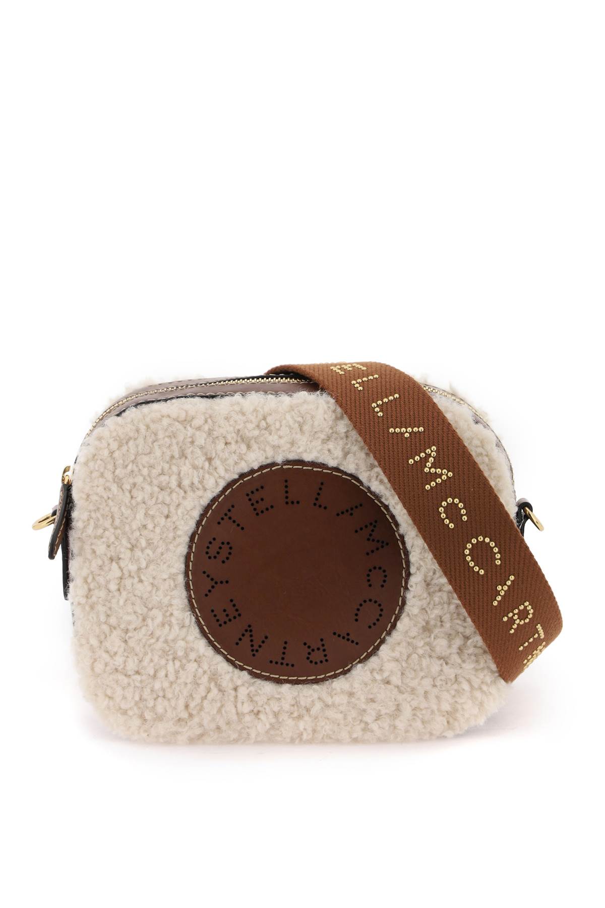 Stella Mccartney Shearling Camera Bag In Oat (brown)