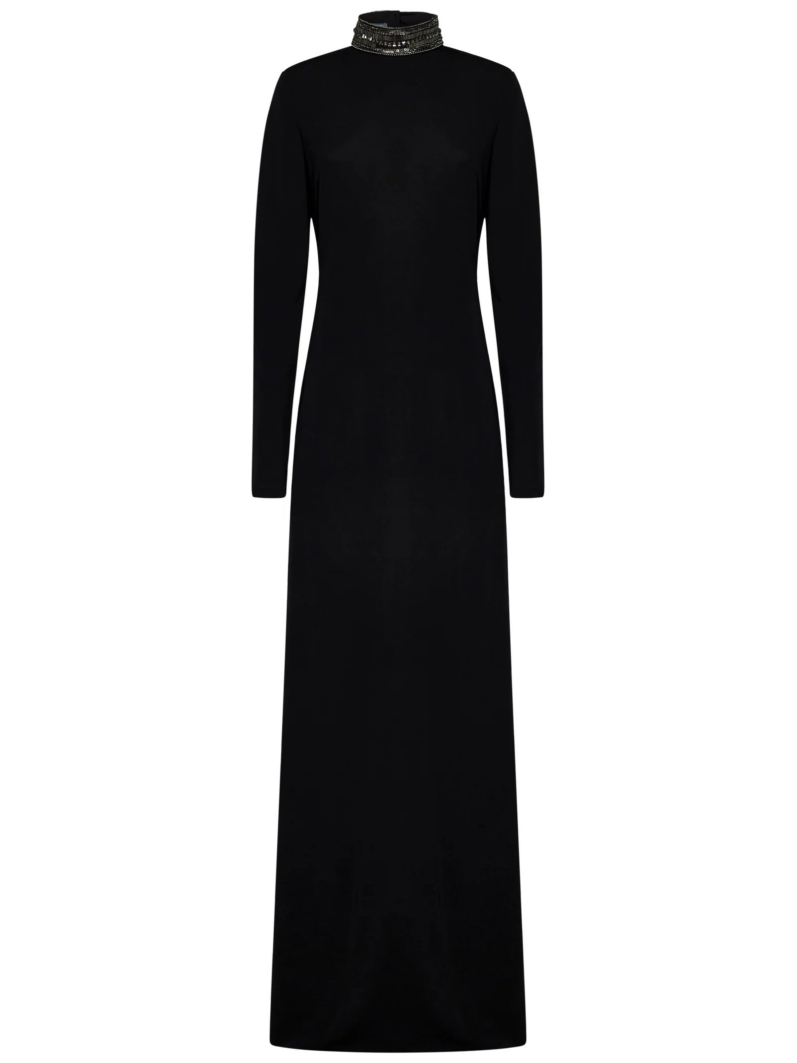 Black Crepe Long Dress