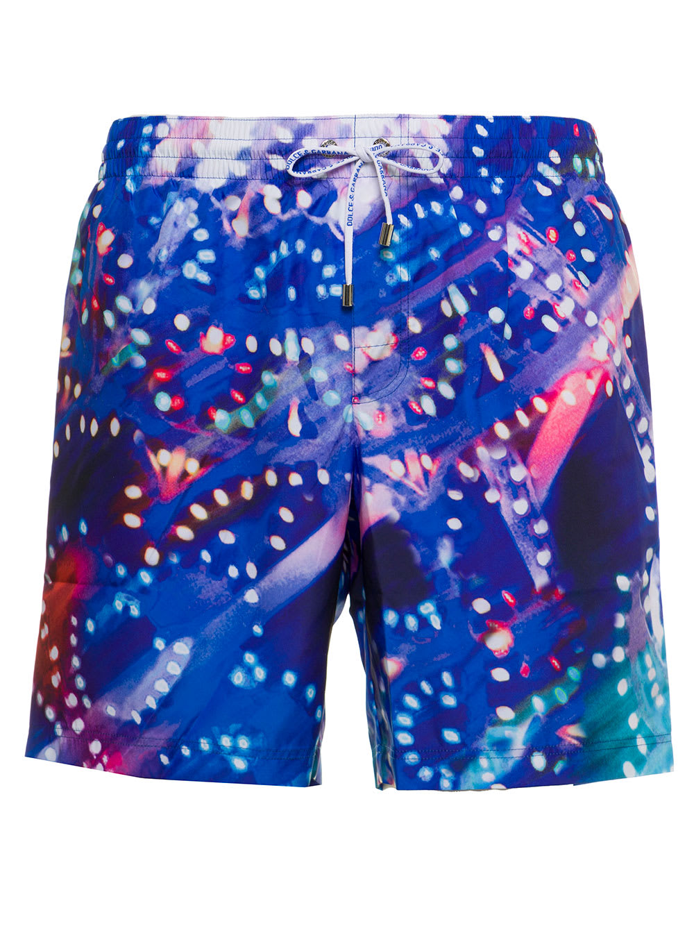Shop Dolce & Gabbana Mans Nylon Luminarie Printed Swim Shorts In Multicolor