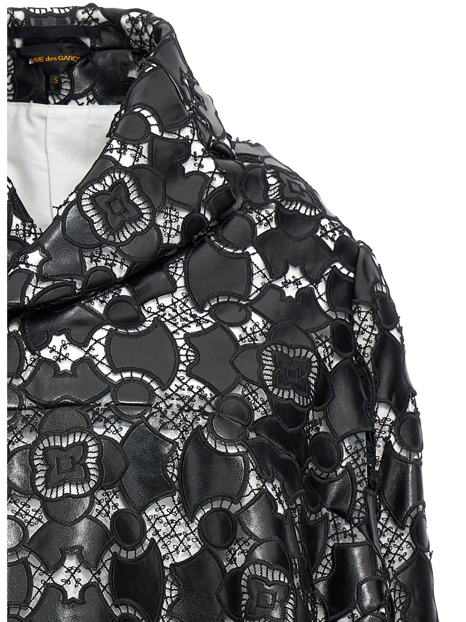 Shop Comme Des Garçons Lace Laser Jacket In White/black