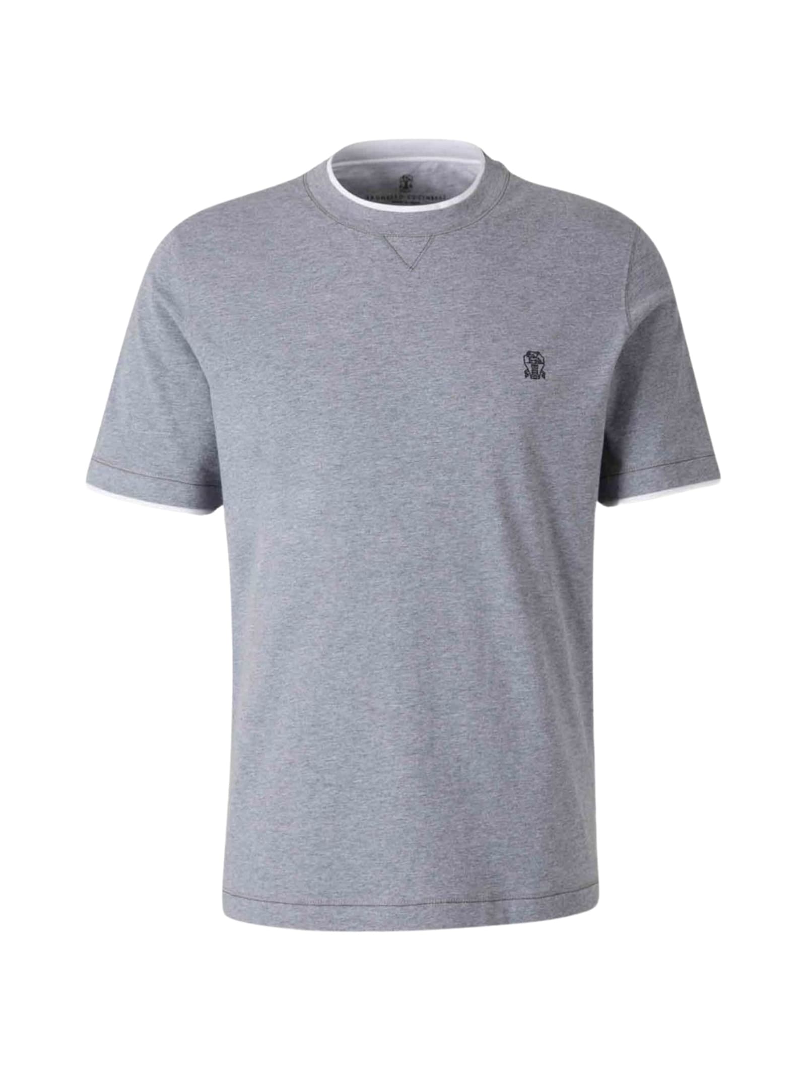 Brunello Cucinelli Short Sleeve T-shirt Contrast Collar In Gray