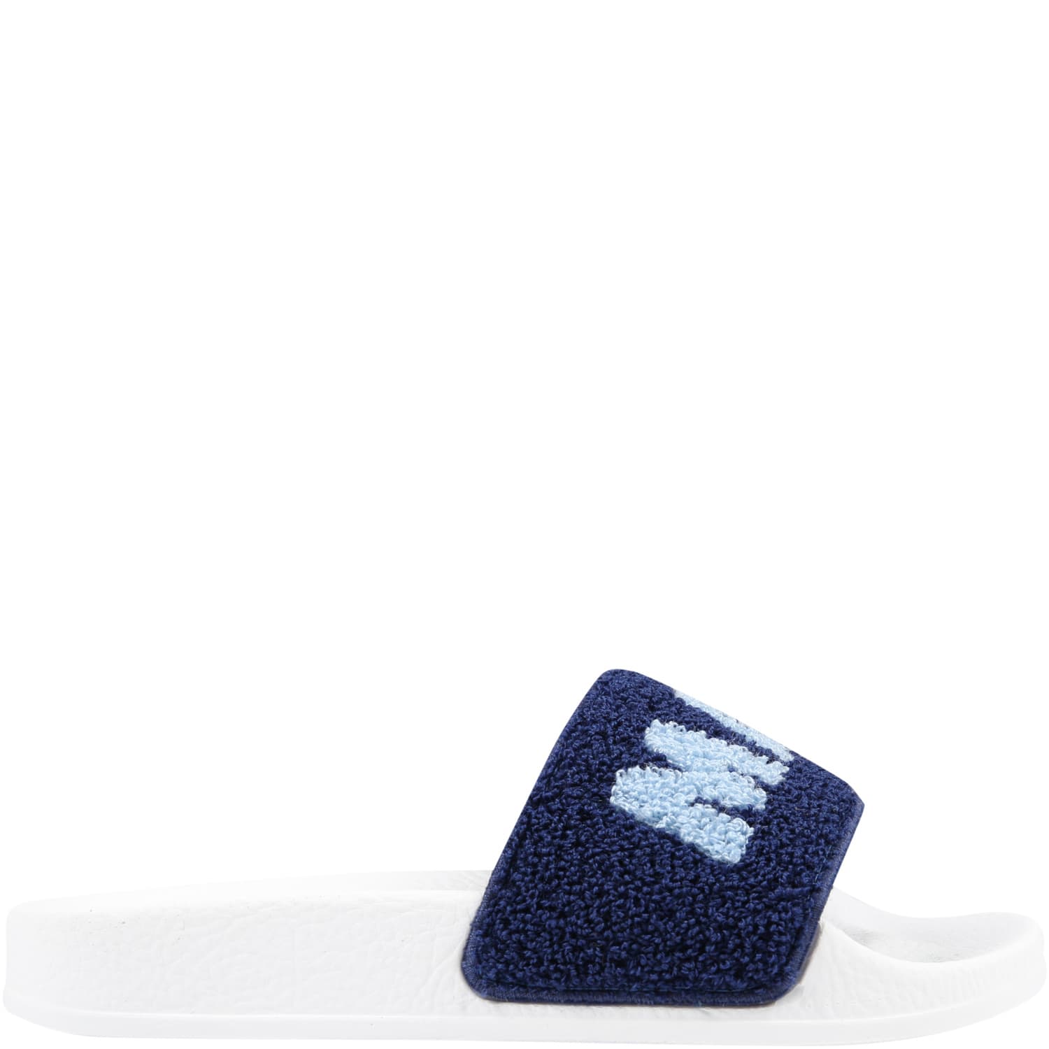 Marni White Sandals For Kids With Light Blue Logo