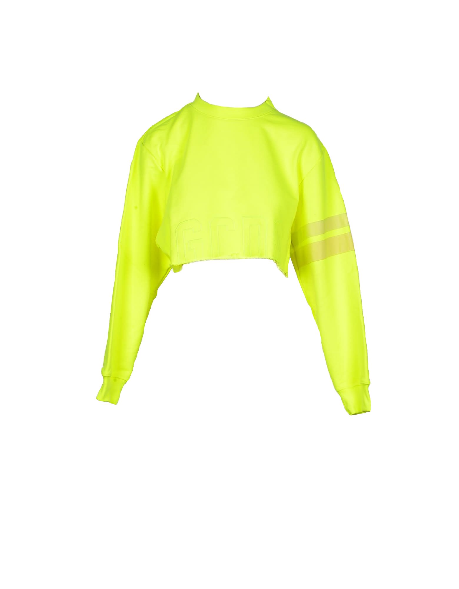 Gcds Neon Yellow Womens Croppet Sweatshirt