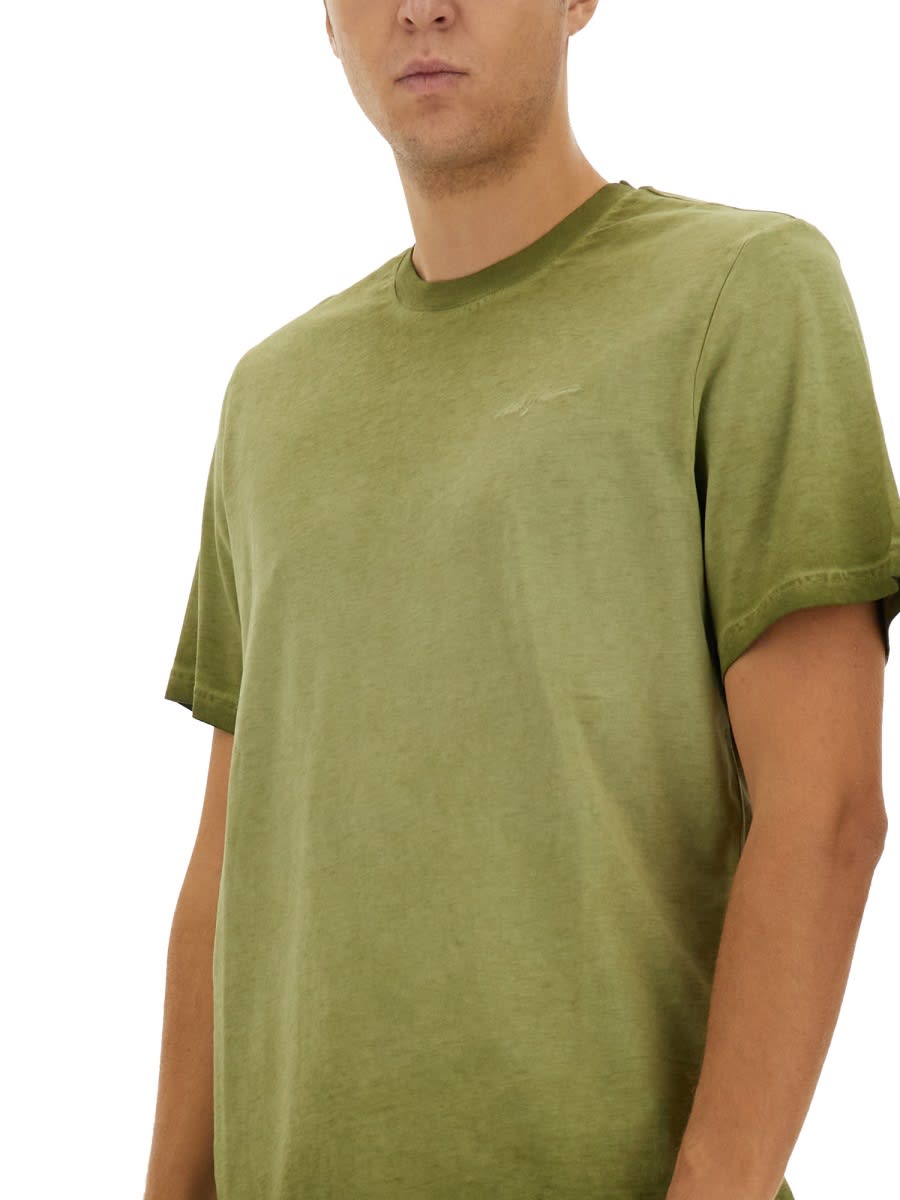 Msgm Round Neck Logo Print T-shirt In Green | ModeSens