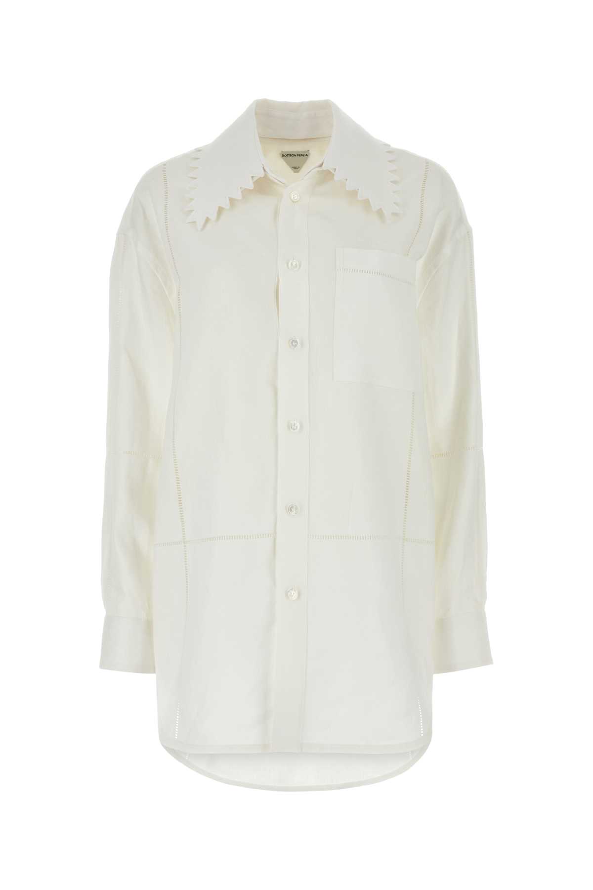 Shop Bottega Veneta White Linen Shirt