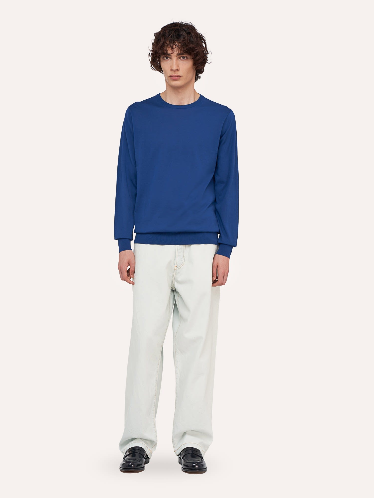 Ballantyne Ultralight Cotton Sweater In Blue