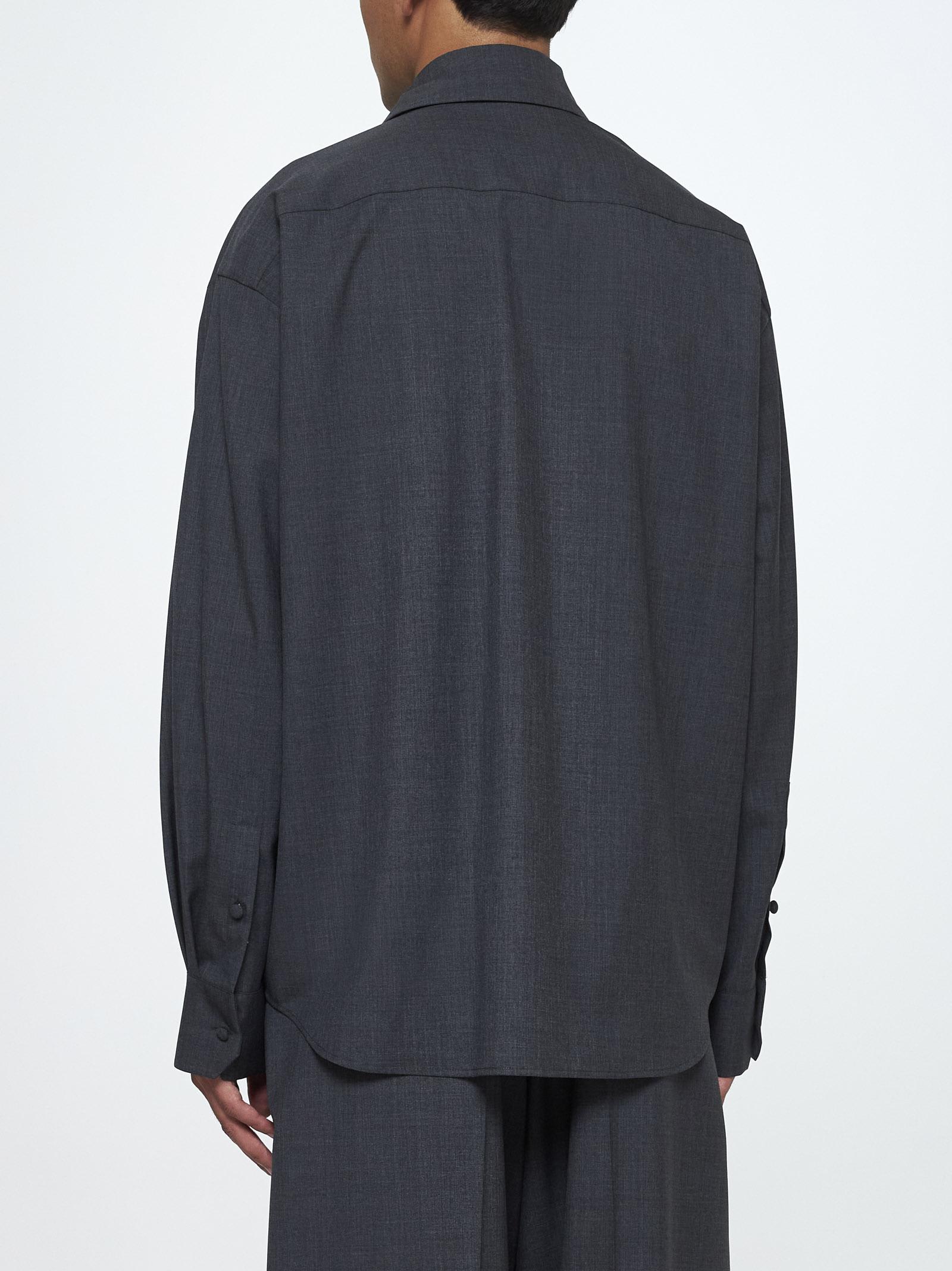 Shop Valentino Wool Shirt In Grey