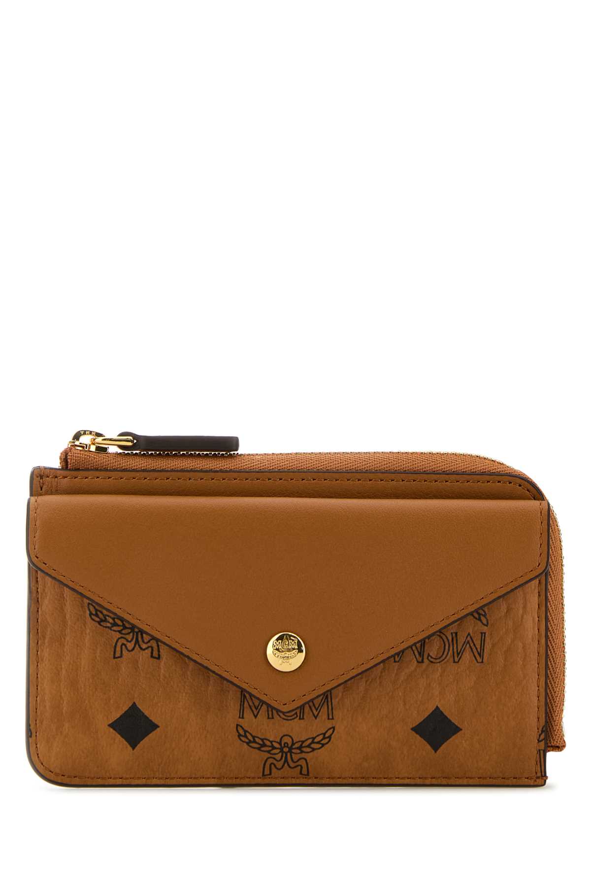 Shop Mcm Printed Canvas Wallet In Cognac