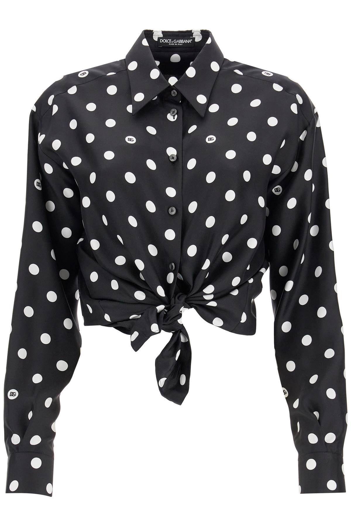 Shop Dolce & Gabbana Silk Polka Dot Print Blouse In Pois Med 1,5 F.nero (black)