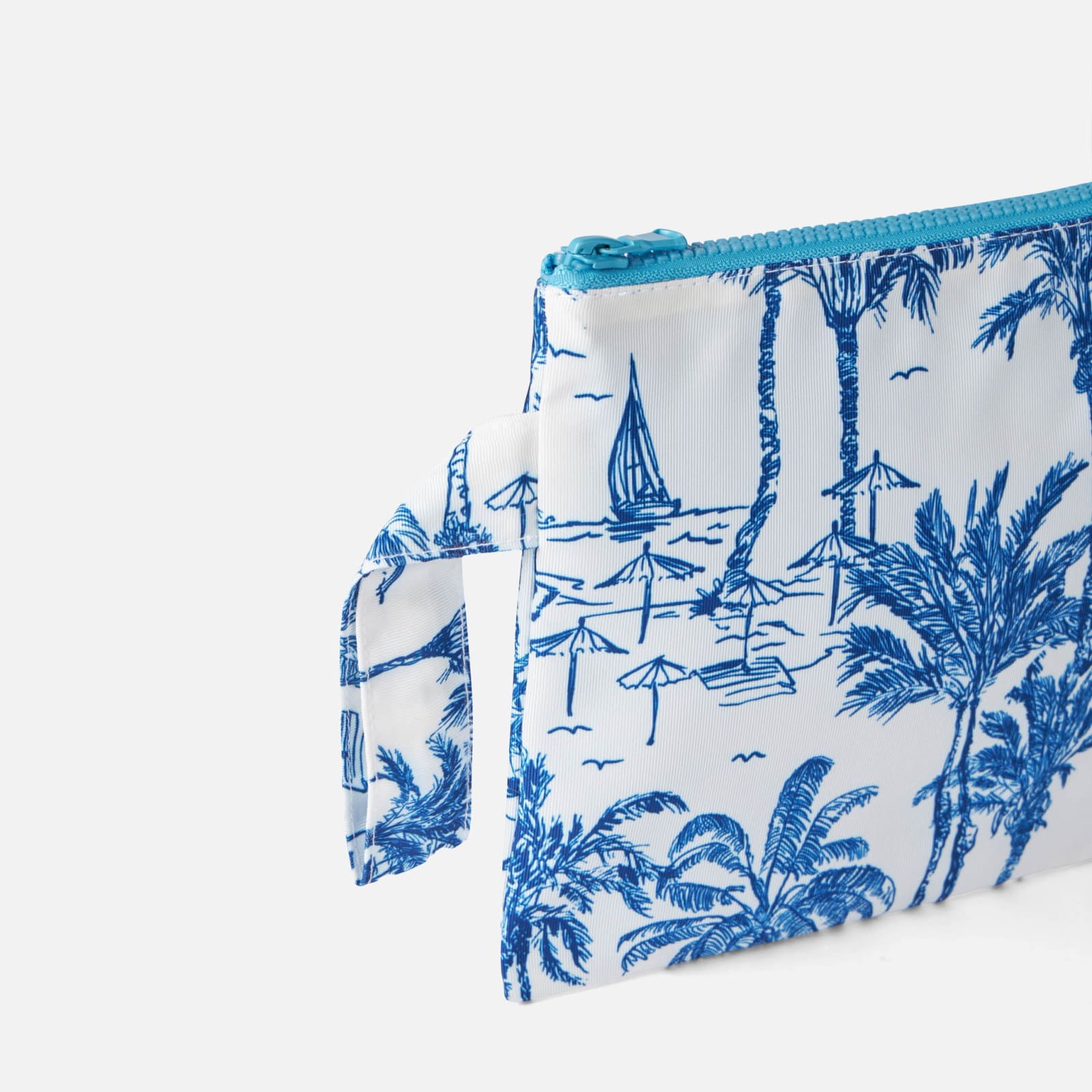 Mc2 Saint Barth Pareasy Nylon Pochette With Toile De Jouy Print In Blue