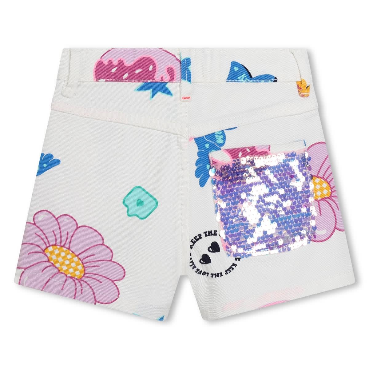 Shop Billieblush Shorts Denim Con Stampa In Multicolor