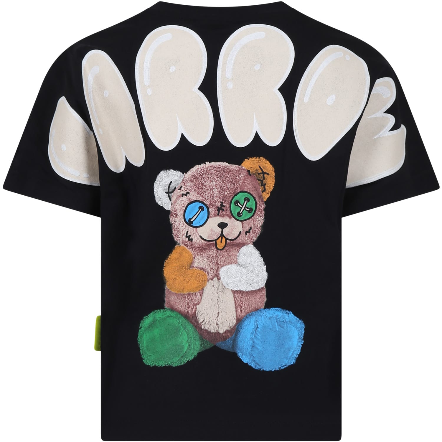 Shop Barrow Black T-shirt For Kids With Logo And Bear In Nero/black