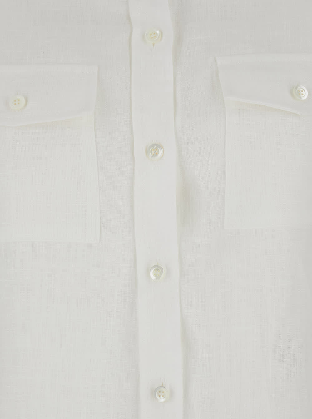 Shop Semicouture White Shirt With Pointed Collar And Patch Pockets On The Chest In Linen Woman