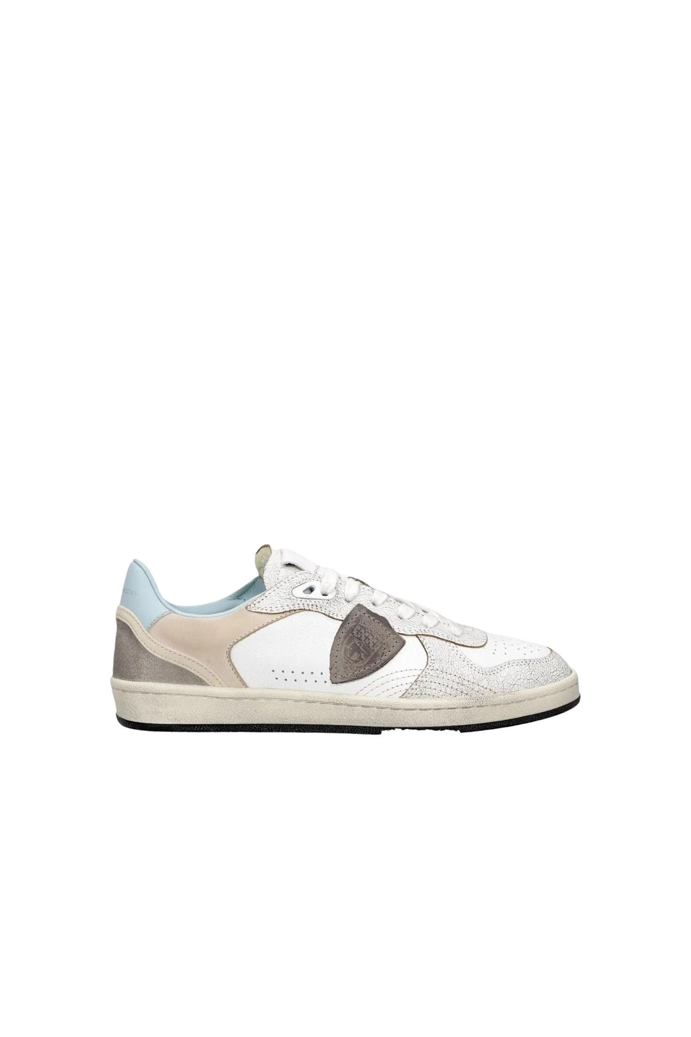 Philippe Model Veau Crackle Blanc Ciel Sneakers In Multi
