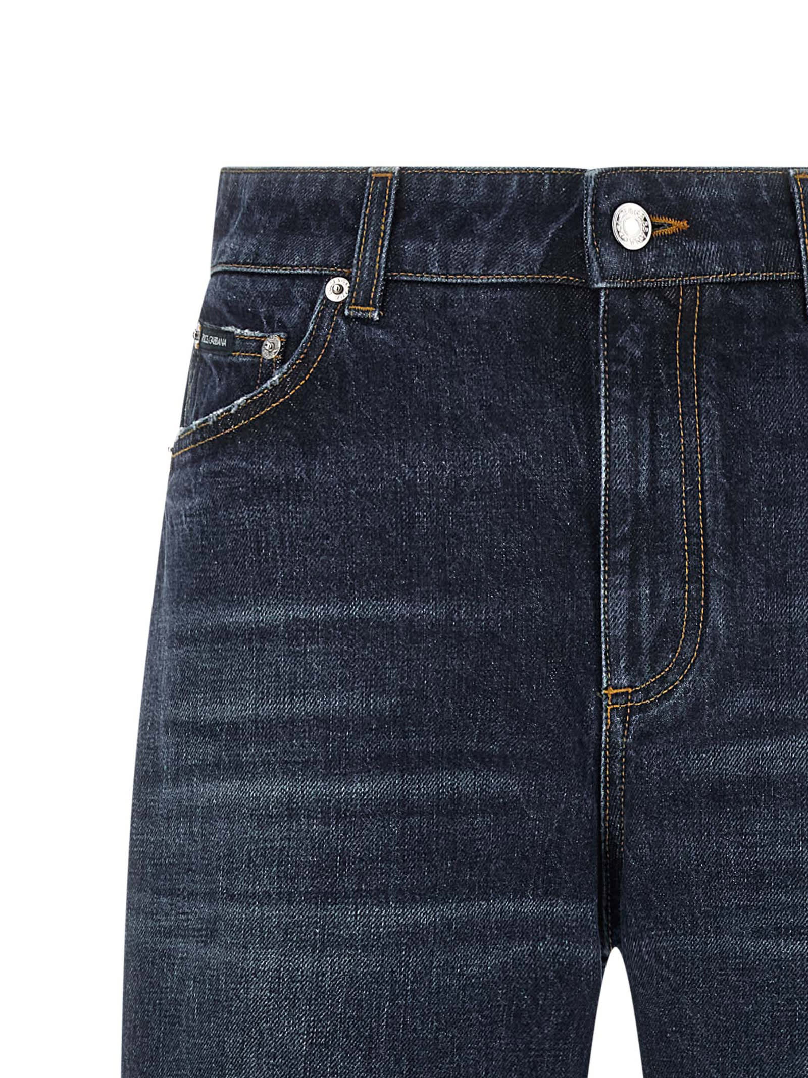 Dolce & Gabbana High-waisted 5-pocket Jeans Faded Effect In Blue