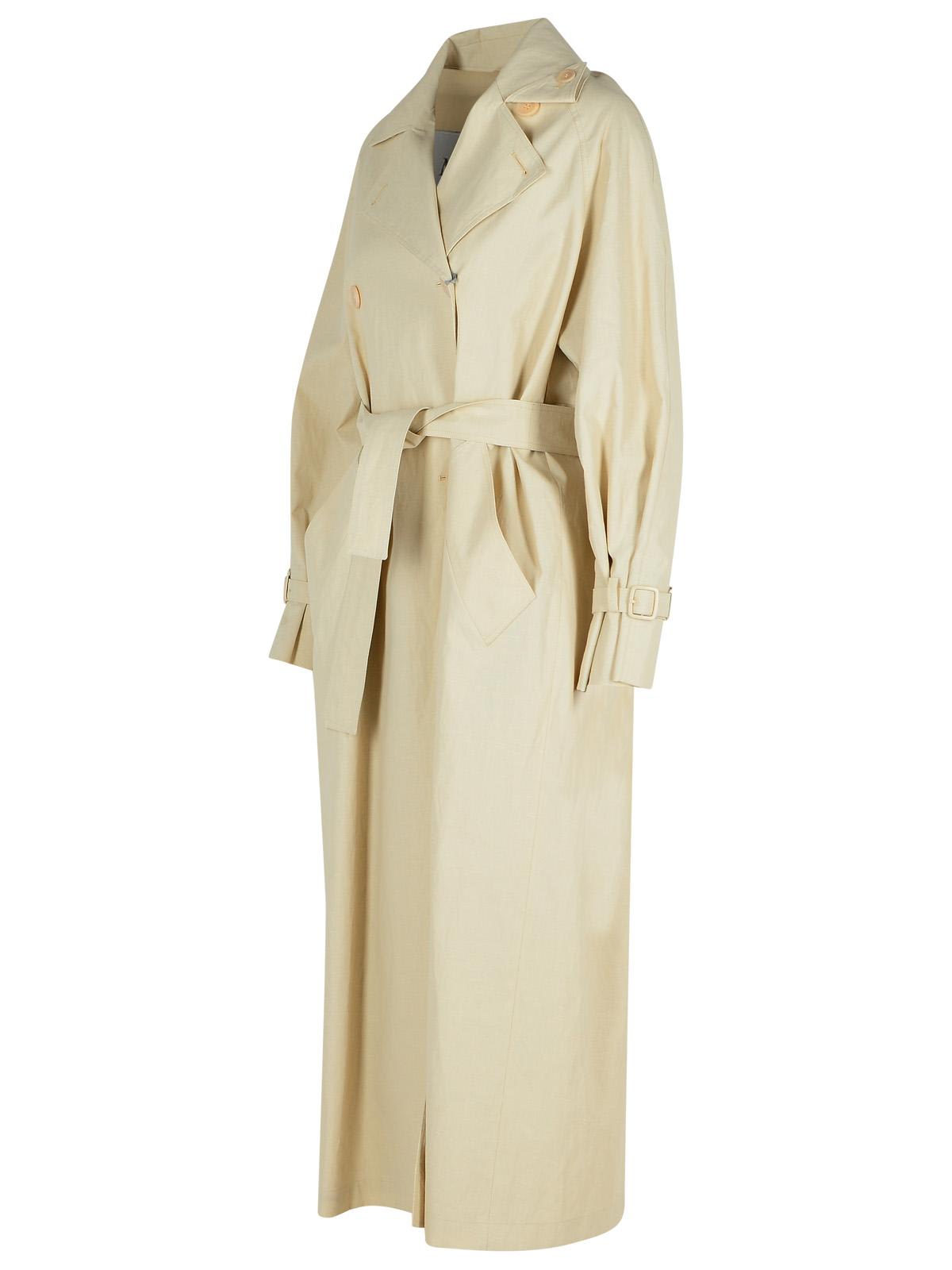 Max Mara Double-breasted Ivory Trench Coat With Belted Waist In Beige