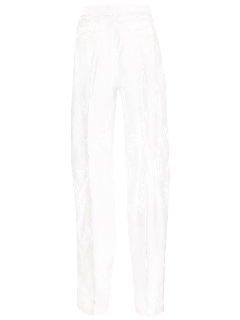 Shop Attico Straight Leg Pleated Trousers In White