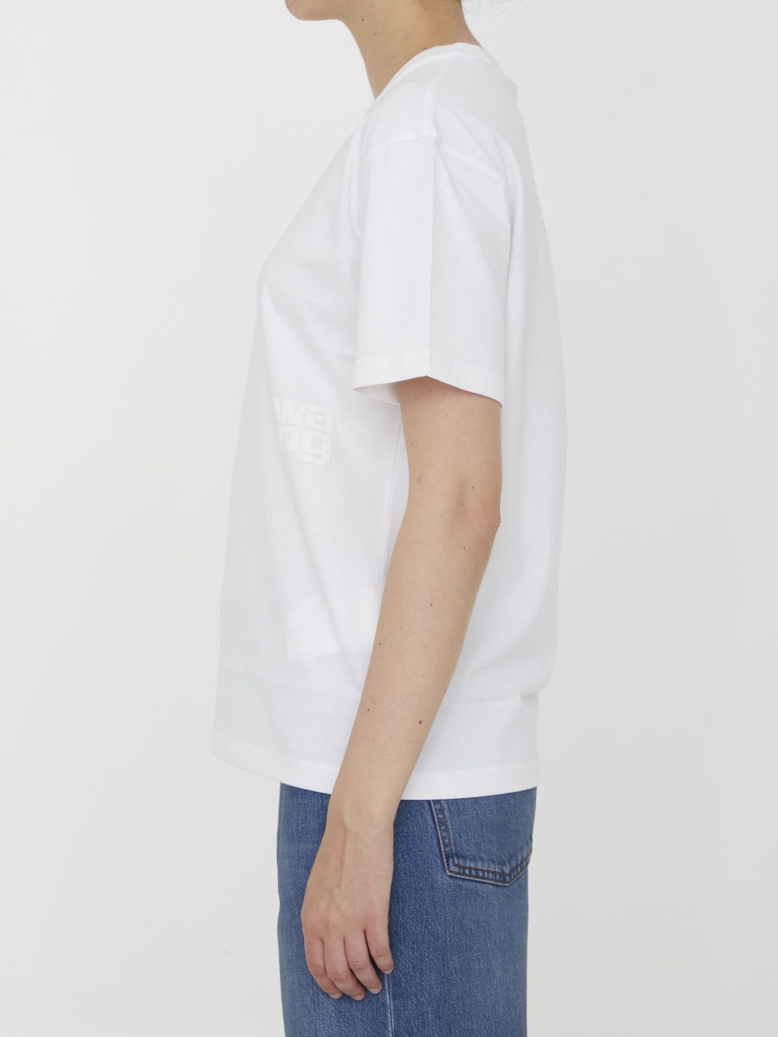 Shop Alexander Wang Cotton T-shirt With Logo In White