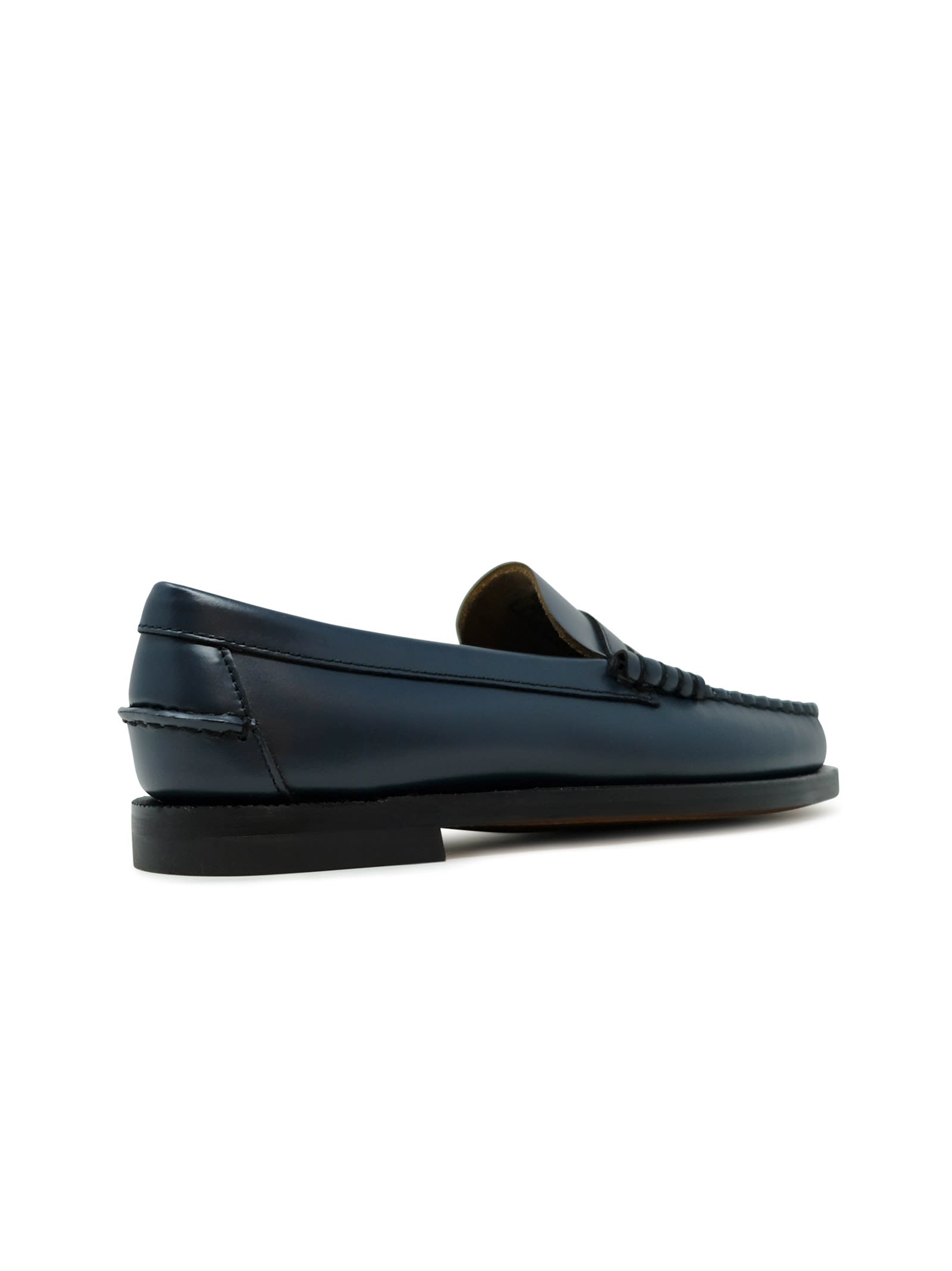 Shop Sebago Dan Pigment Brilliant Blue Leather Loafers