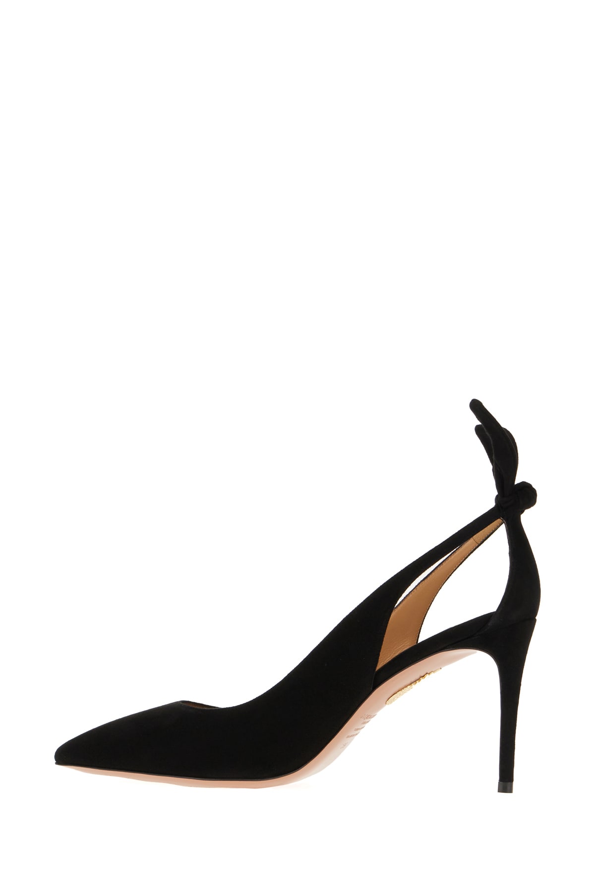 Shop Aquazzura Black Suede Bow Tie Pumps