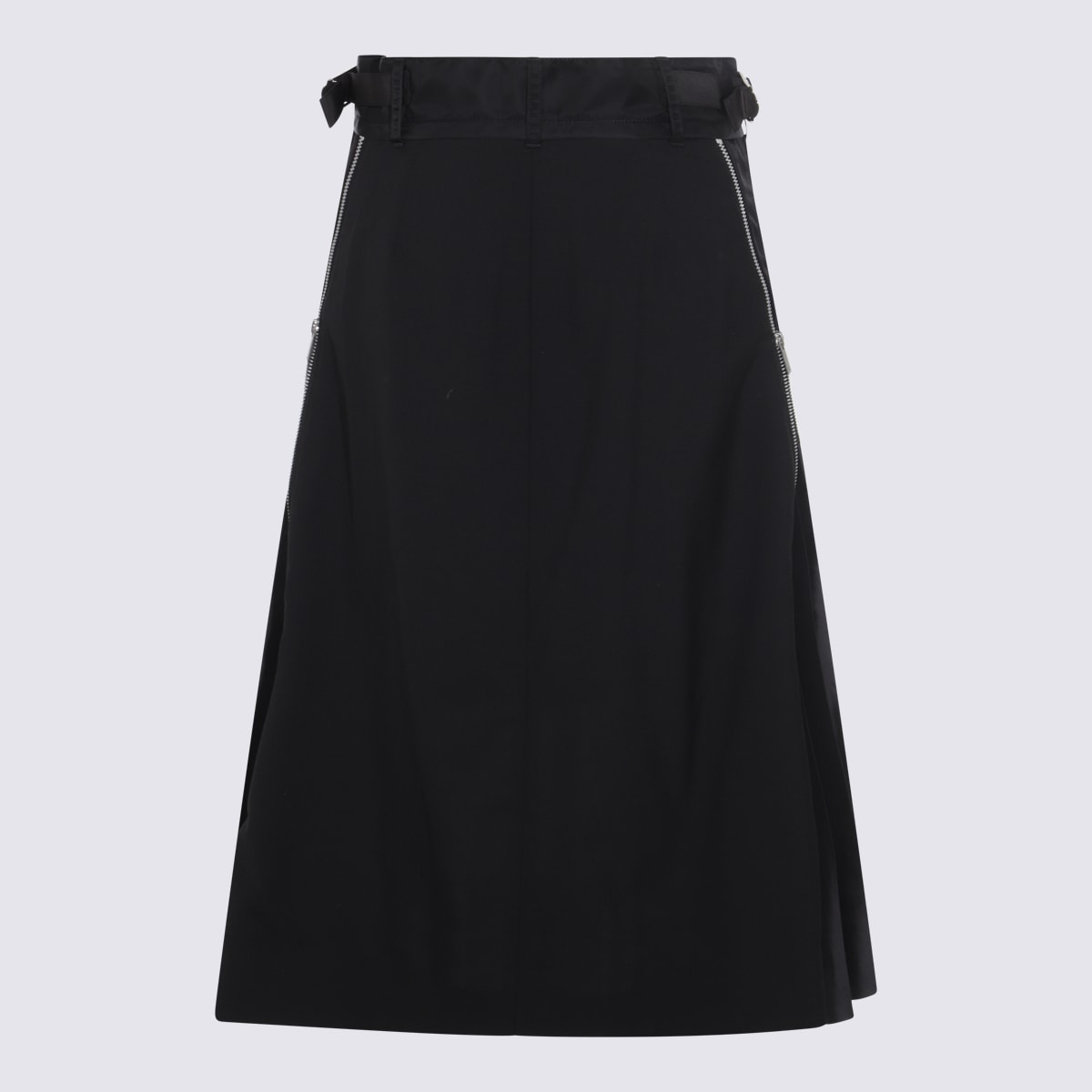 Sacai Black Midi Skirt In Black