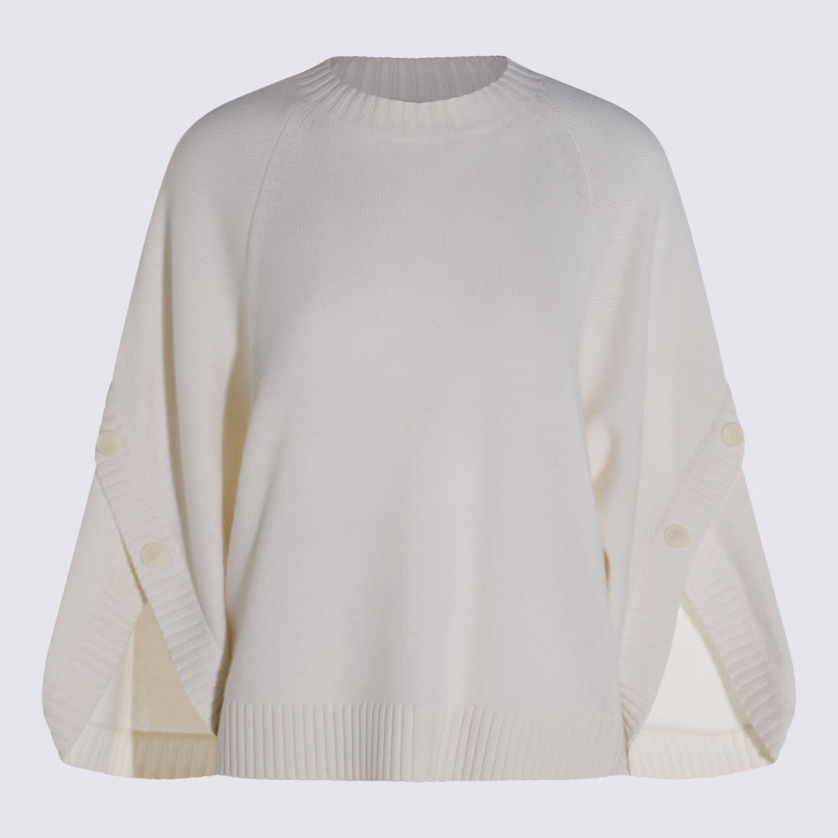 Max Mara Crossover Detail Oversized Wool And Cashmere Sweater Clothing In White
