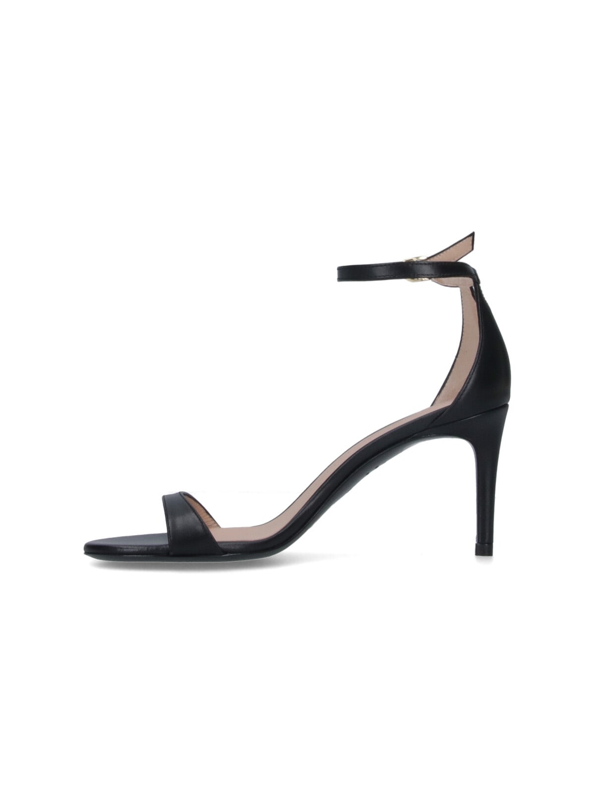 Stuart Weitzman Heel Buckle Open Toe Sandals In Black