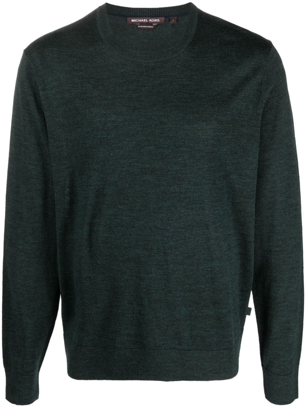 Shop Michael Kors Core Merino Crew Neck Sweater In Jade Melange