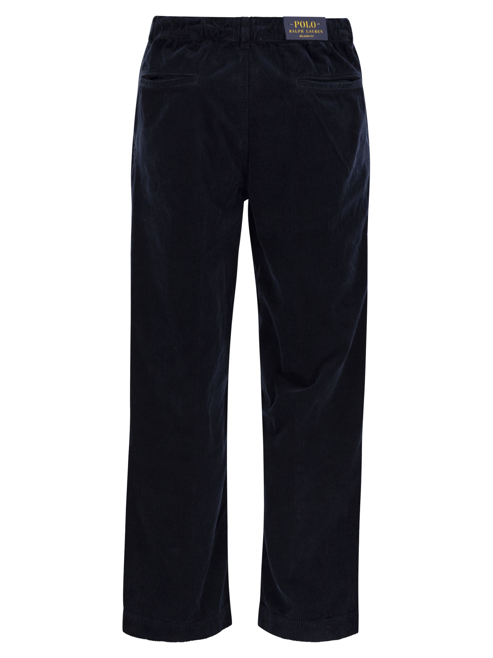 Shop Polo Ralph Lauren Corduroy Trousers With Pleats In Navy