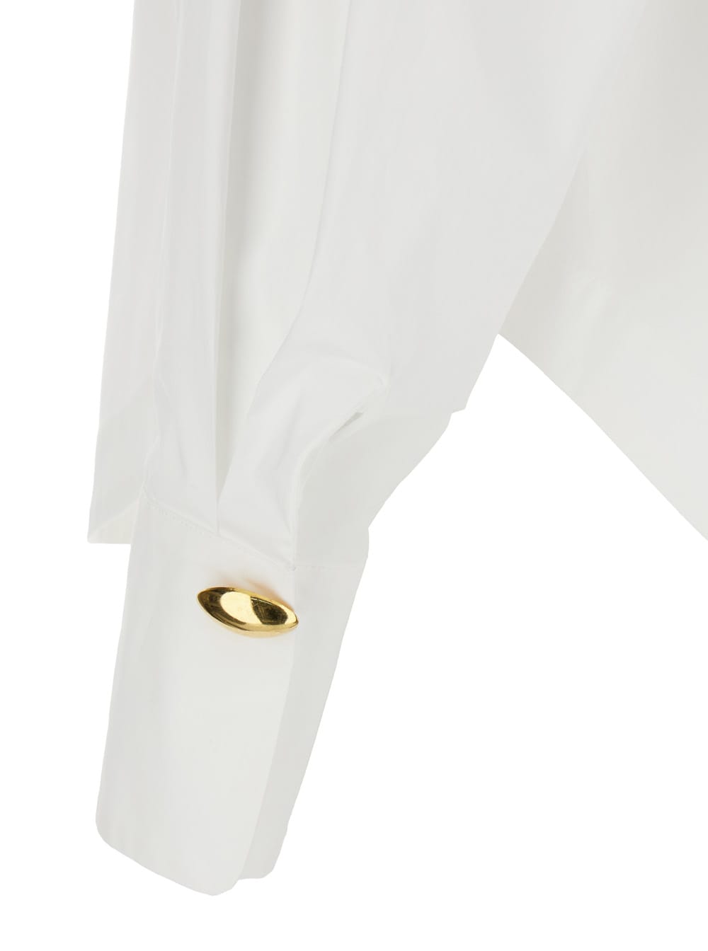 Shop Federica Tosi White Shirt With Pointed Collar And Metallic Details On The Cuffs In Fabric Woman