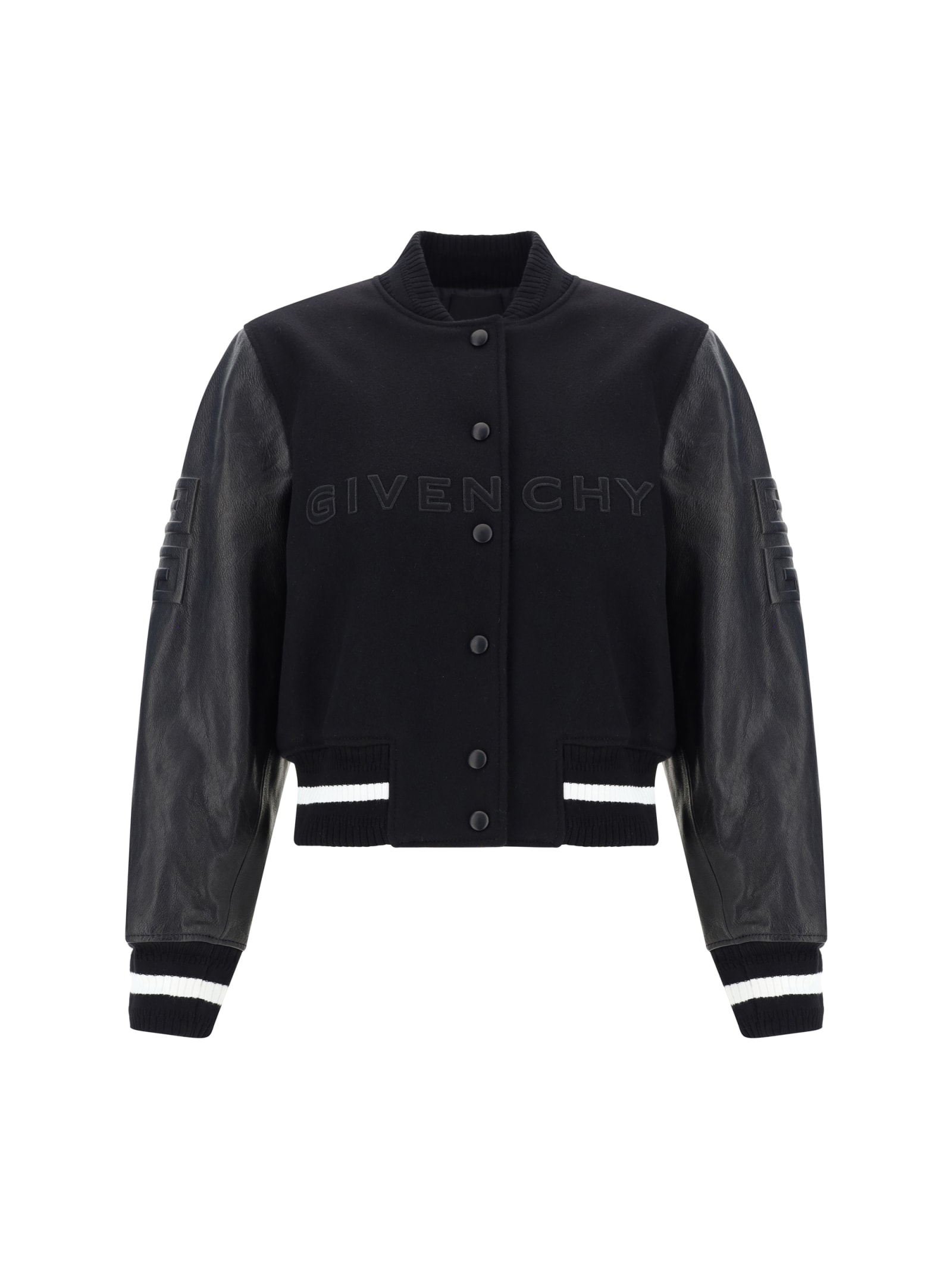 Shop Givenchy College Jacket In Black/white