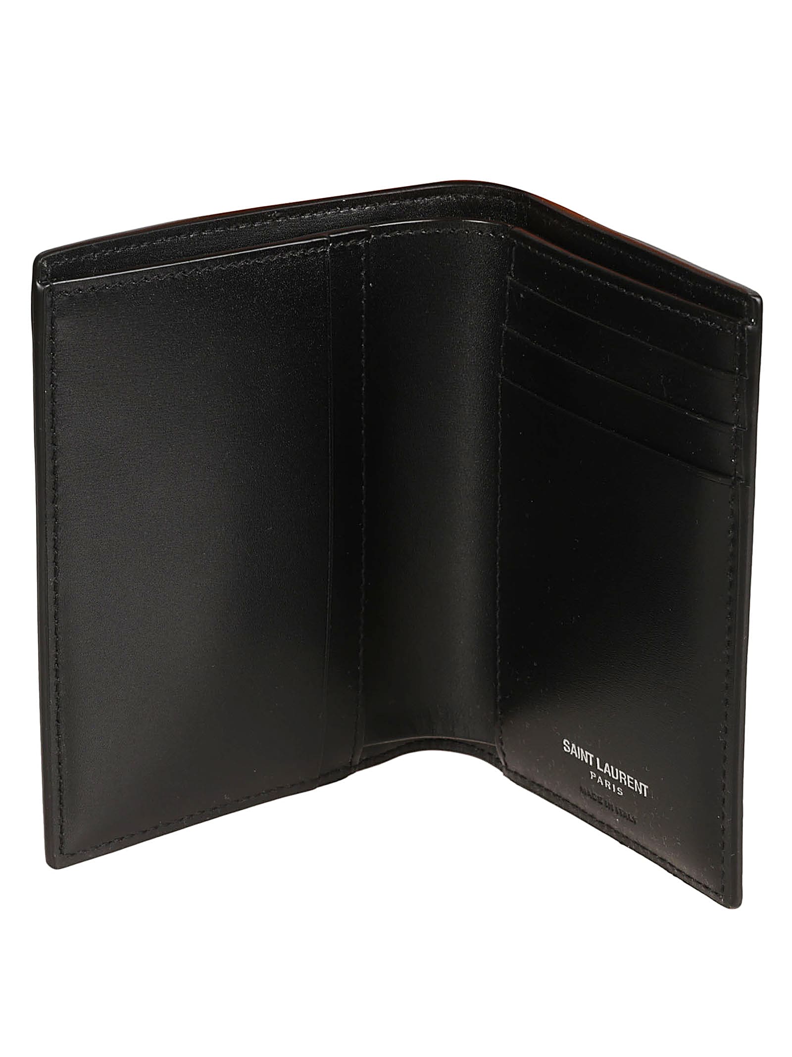 Shop Saint Laurent Logo Vertical Wallet In Black